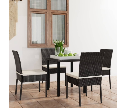 Conjunto de comedor de jardín 5 piezas ratán sintético negro