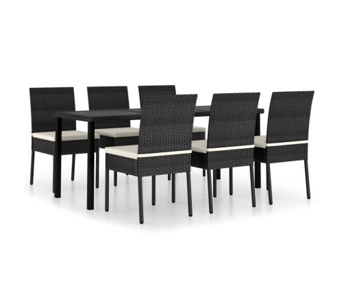 Conjunto de comedor de jardín 7 piezas ratán sintético negro