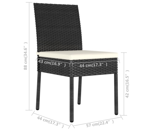 Conjunto de comedor de jardín 7 piezas ratán sintético negro
