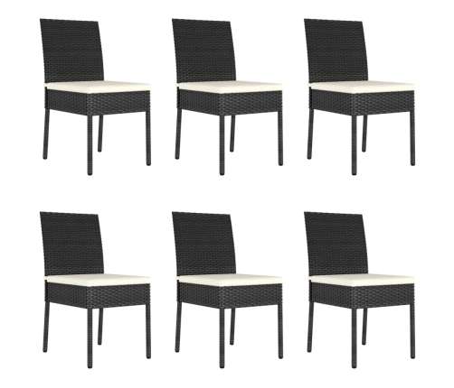 Conjunto de comedor de jardín 7 piezas ratán sintético negro