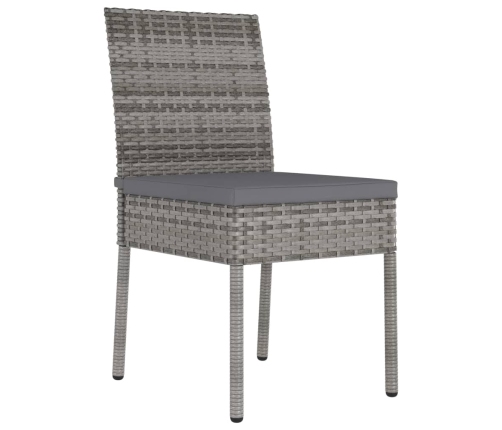 Juego de comedor para jardín 9 piezas ratán sintético gris