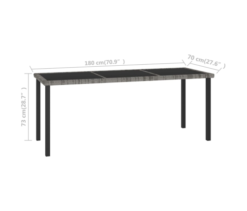 Juego de comedor para jardín 9 piezas ratán sintético gris