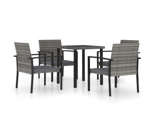 Juego de comedor para jardín 5 piezas ratán sintético gris