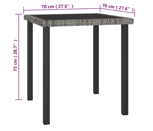 Juego de comedor para jardín 5 piezas ratán sintético gris