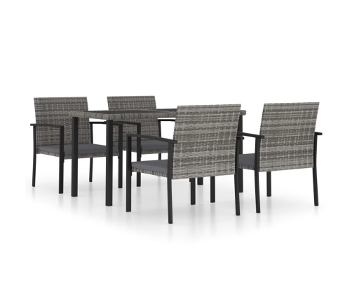 Juego de comedor para jardín 5 piezas ratán sintético gris