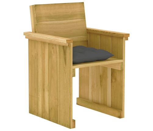 Comedor de jardín 7 pzas con cojines madera de pino impregnada