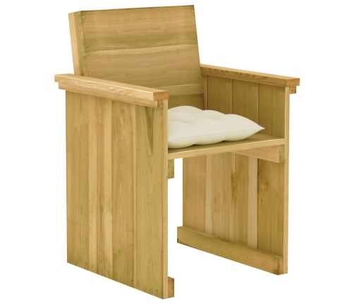 Comedor de jardín 7 pzas con cojines madera de pino impregnada