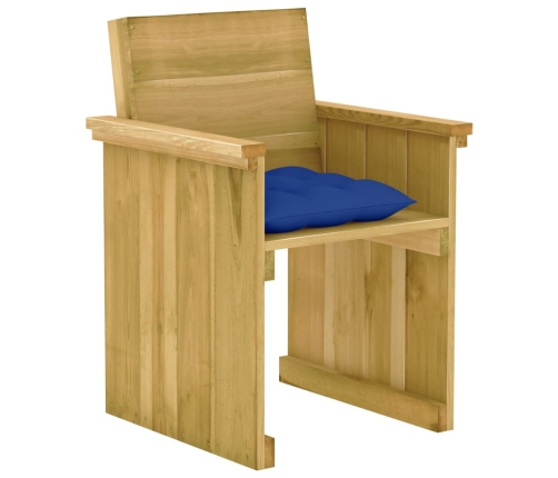 Comedor de jardín 7 pzas con cojines madera de pino impregnada