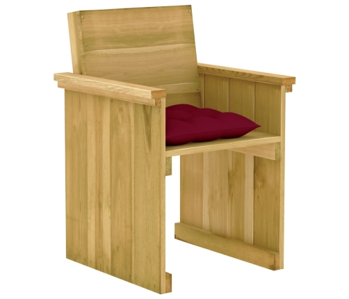 Comedor de jardín 7 pzas con cojines madera de pino impregnada