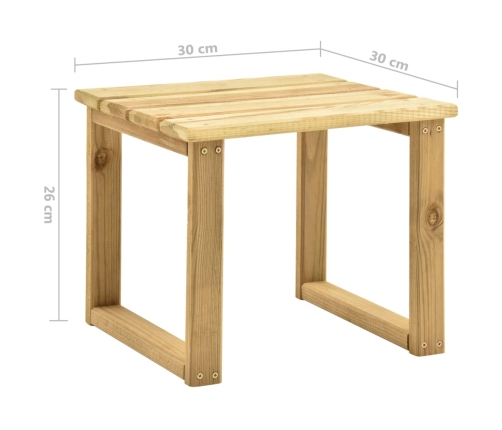 vidaXL Tumbona de jardín con mesa y cojín de madera de pino impregnada