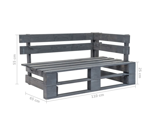 Sofá de palets 2 plazas cojines gris madera de pino impregnada