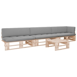 Muebles de palets 4 pzas y cojines madera pino impregnada