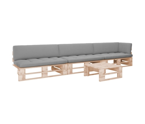 Muebles de palets 4 pzas y cojines madera pino impregnada