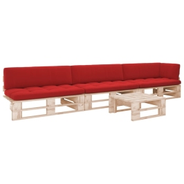 Muebles de palets 4 pzas y cojines madera pino impregnada