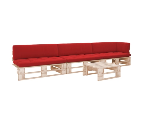 Muebles de palets 4 pzas y cojines madera pino impregnada
