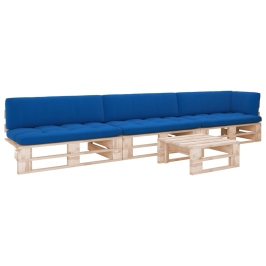 Muebles de palets 4 pzas y cojines madera pino impregnada