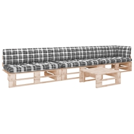 Muebles de palets 4 pzas y cojines madera pino impregnada