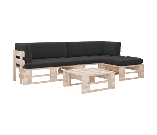 Muebles de palets 4 pzas y cojines madera pino impregnada