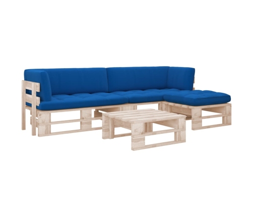 Muebles de palets 4 pzas y cojines madera pino impregnada