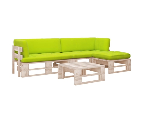 Muebles de palets 4 pzas y cojines madera pino impregnada
