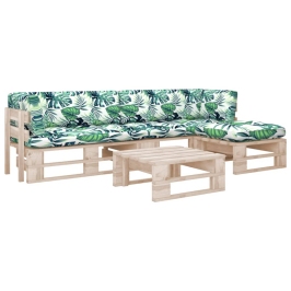 Muebles de palets 4 pzas y cojines madera pino impregnada