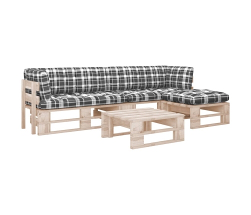 Muebles de palets 4 pzas y cojines madera pino impregnada