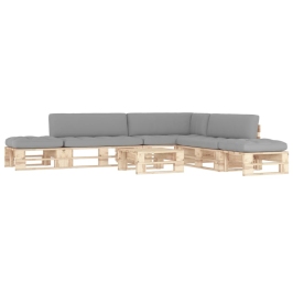 Muebles de palets 6 pzas y cojines madera pino impregnada