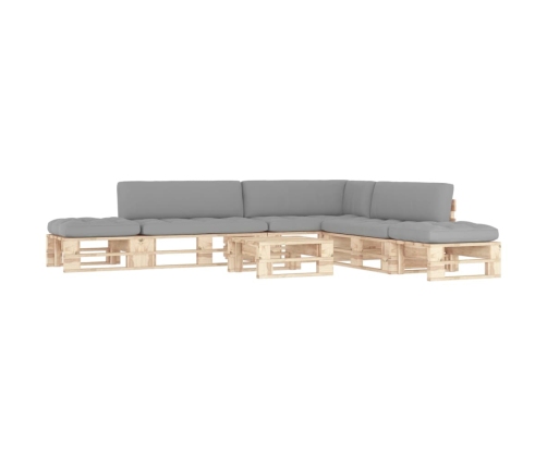 Muebles de palets 6 pzas y cojines madera pino impregnada