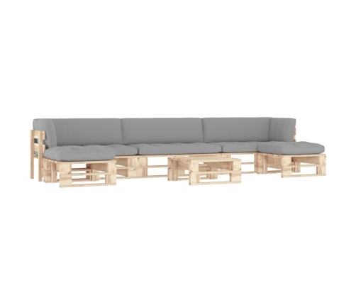 Muebles de palets 6 pzas y cojines madera pino impregnada