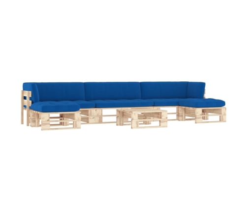 Muebles de palets 6 pzas y cojines madera pino impregnada