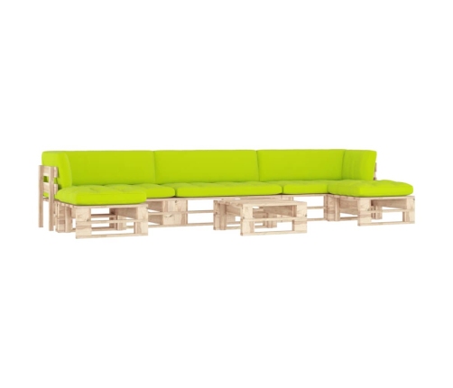 Muebles de palets 6 pzas y cojines madera pino impregnada
