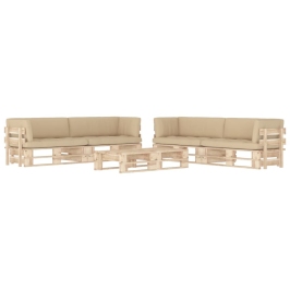 Muebles de palets 6 pzas y cojines madera pino impregnada