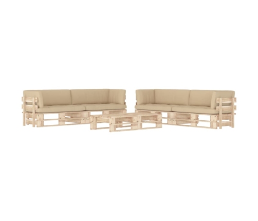 Muebles de palets 6 pzas y cojines madera pino impregnada
