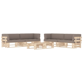 Muebles de palets 6 pzas y cojines madera pino impregnada