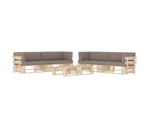 Muebles de palets 6 pzas y cojines madera pino impregnada