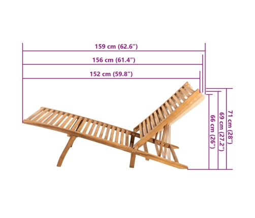 vidaXL Tumbona de madera maciza de teca