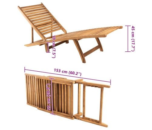 vidaXL Tumbona de madera maciza de teca