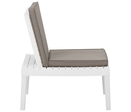 Silla de jardín con cojín plástico blanco