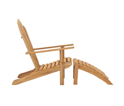 vidaXL Silla Adirondack con reposapiés de madera maciza de teca