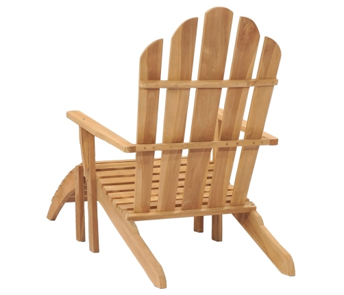 vidaXL Silla Adirondack con reposapiés de madera maciza de teca