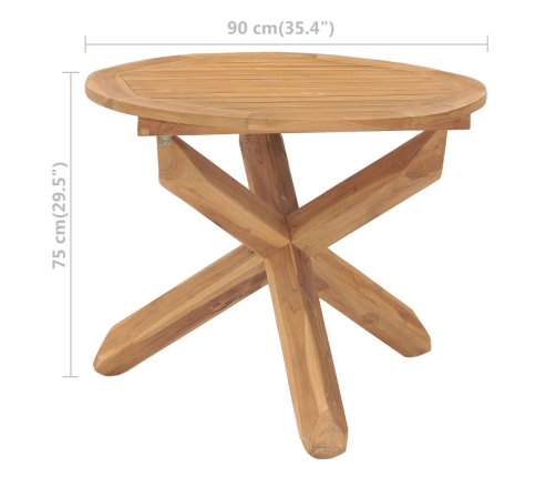 Mesa de comedor de jardín madera maciza de teca Ø90x75 cm