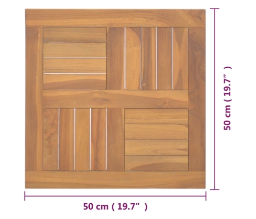 Tablero de mesa cuadrado madera maciza de teca 50x50x2,5 cm