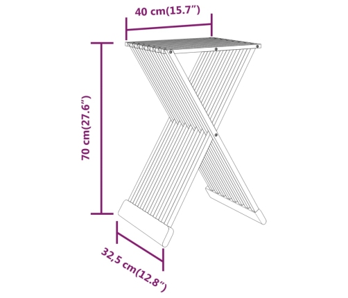 Taburete plegable madera maciza de teca 40x32,5x70 cm