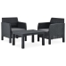 Set de muebles jardín 3 piezas cojines PP ratán gris antracita