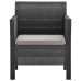 Set de muebles jardín 3 piezas cojines PP ratán gris antracita