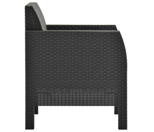 Set de muebles jardín 3 piezas cojines PP ratán gris antracita