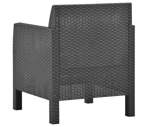 Set de muebles jardín 3 piezas cojines PP ratán gris antracita