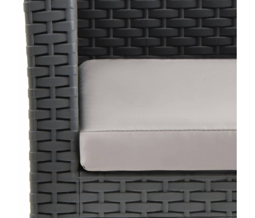 Set de muebles jardín 3 piezas cojines PP ratán gris antracita