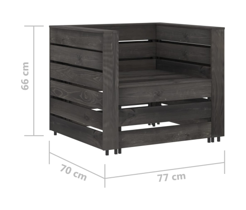 Muebles de jardín palets 2 pzas madera de pino impregnada gris