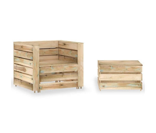 Set de muebles de palés jardín 2 piezas madera pino impregnada